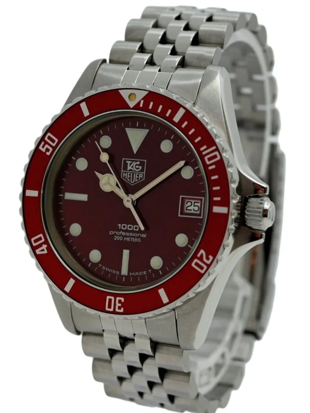 Tag Heuer 37mm Men's 1000 Series Red Dial Dive Jubilee Band JDM Watch 980.913 N